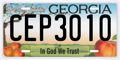 GA license plate CEP3010