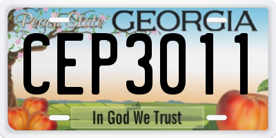 GA license plate CEP3011