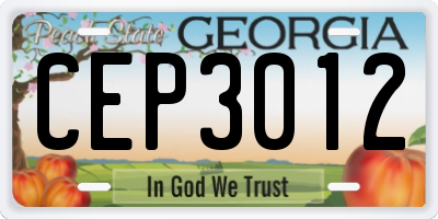 GA license plate CEP3012