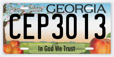 GA license plate CEP3013