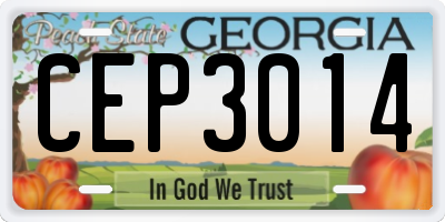 GA license plate CEP3014