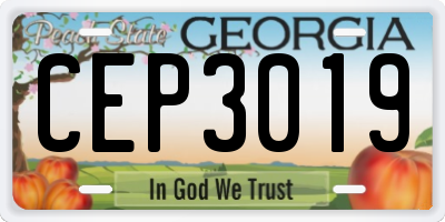 GA license plate CEP3019