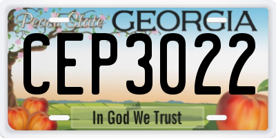 GA license plate CEP3022