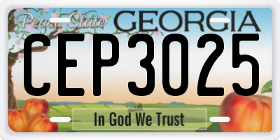 GA license plate CEP3025