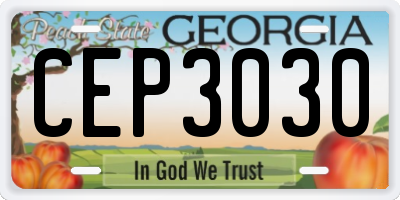 GA license plate CEP3030