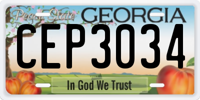 GA license plate CEP3034
