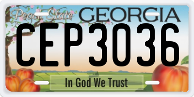 GA license plate CEP3036