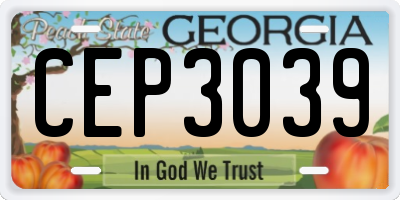 GA license plate CEP3039