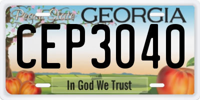 GA license plate CEP3040