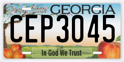 GA license plate CEP3045
