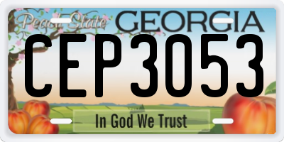 GA license plate CEP3053