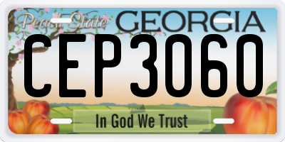 GA license plate CEP3060