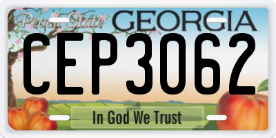 GA license plate CEP3062