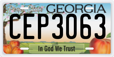 GA license plate CEP3063