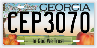 GA license plate CEP3070