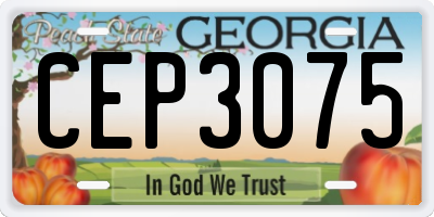 GA license plate CEP3075