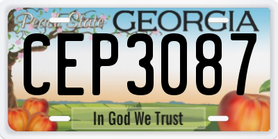 GA license plate CEP3087