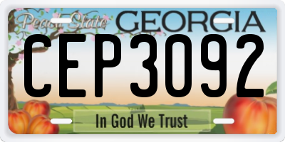 GA license plate CEP3092