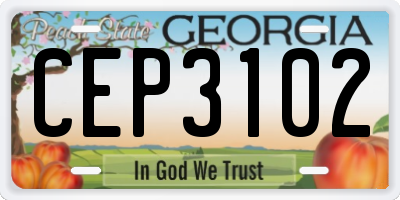 GA license plate CEP3102