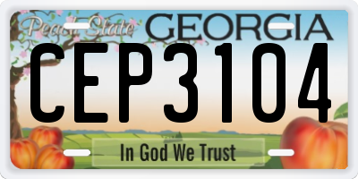 GA license plate CEP3104