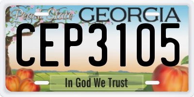 GA license plate CEP3105