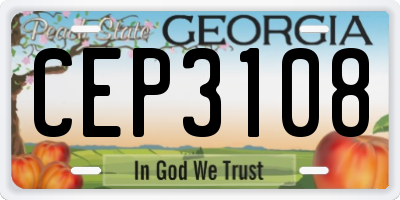 GA license plate CEP3108