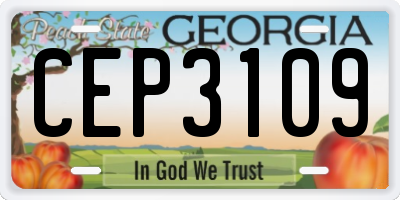 GA license plate CEP3109