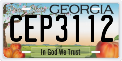 GA license plate CEP3112