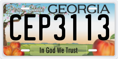 GA license plate CEP3113