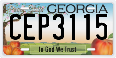 GA license plate CEP3115