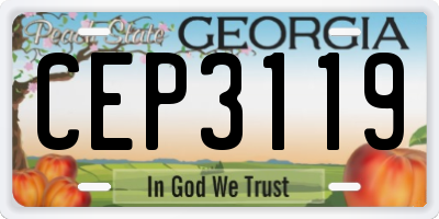 GA license plate CEP3119