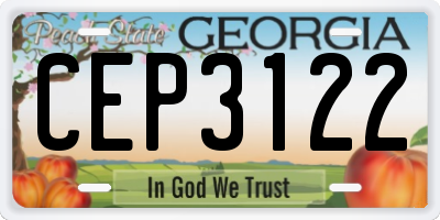 GA license plate CEP3122