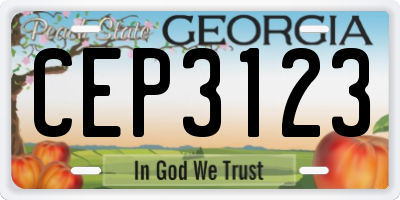 GA license plate CEP3123
