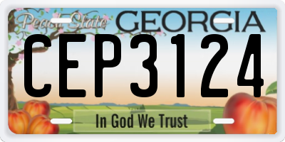 GA license plate CEP3124