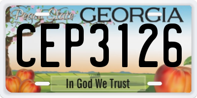 GA license plate CEP3126