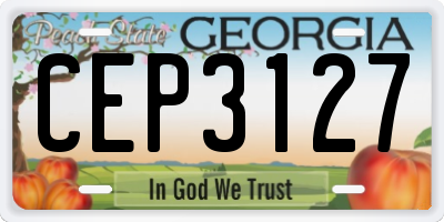 GA license plate CEP3127