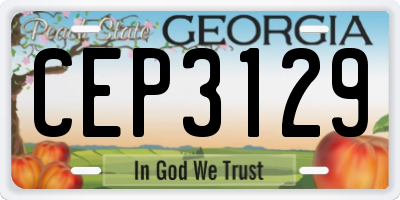 GA license plate CEP3129