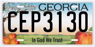 GA license plate CEP3130