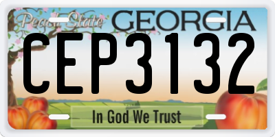 GA license plate CEP3132