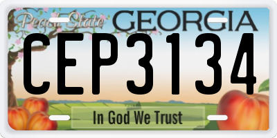GA license plate CEP3134