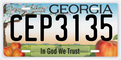 GA license plate CEP3135