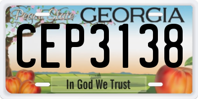 GA license plate CEP3138