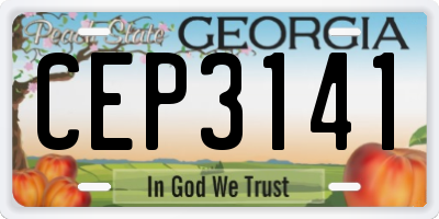 GA license plate CEP3141