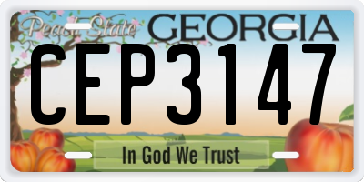 GA license plate CEP3147