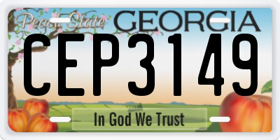 GA license plate CEP3149
