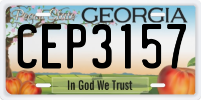 GA license plate CEP3157