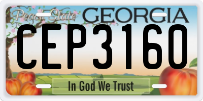 GA license plate CEP3160