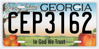 GA license plate CEP3162
