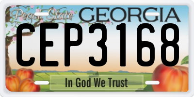 GA license plate CEP3168