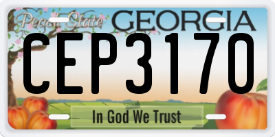 GA license plate CEP3170